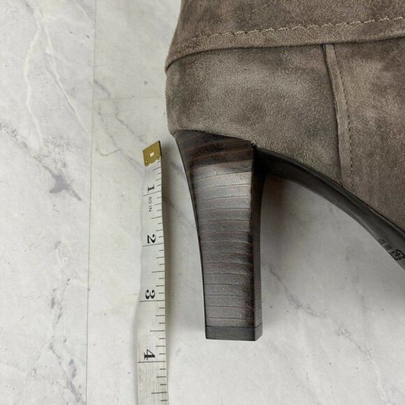 GEOX Ankle Boots Suede Bootie Taupe Size Zip Heels - Picture 12 of 12